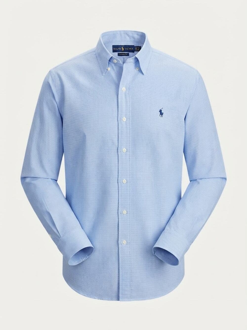 Ralph Lauren Mens Shirt 15 1/2 34/35 Classic Fit Blue Microcheck Button Down